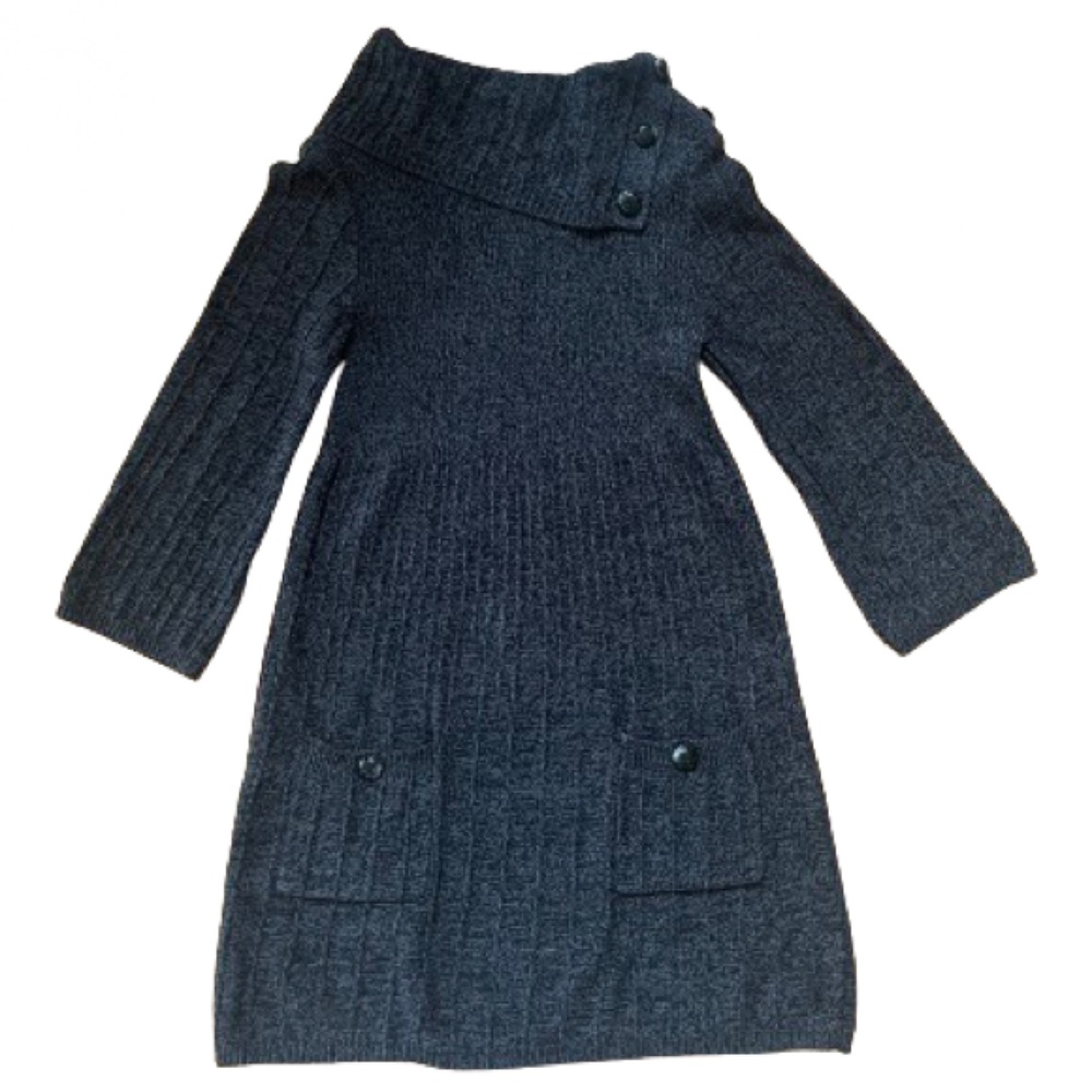 Style&Co Cowl Neck Girls Knit Dark Grey Sweater Dress Size Meduim